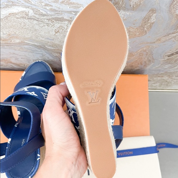 Sold! New! Louis Vuitton Monogram Escale Starboard Wedge Sandal - Picture 7 of 10